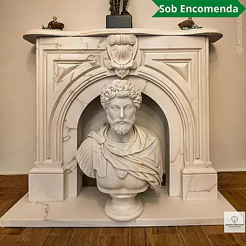 imagem de Lareira Málaga em Mármore Branco 130cm VRMP345