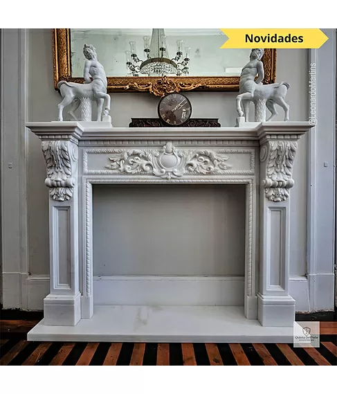 imagem de Lareira Ravena em Mrmore Branco 113cm - VRMP353