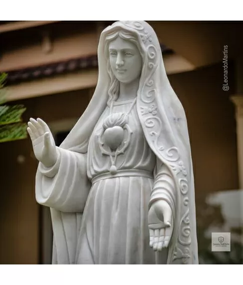 imagem de Nossa Senhora de Fátima Mármore Branco 160cm - IMP352