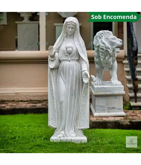 imagem de Nossa Senhora de Fátima Mármore Branco 160cm - IMP352