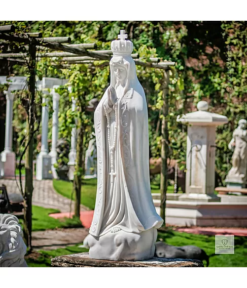 imagem de Nossa Senhora de Fátima Mármore Branco 165cm - IMP345 Devoção e Elegância