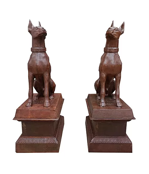 imagem de Par de Escultura Cachorro Dobermann 134cm - VRF255B