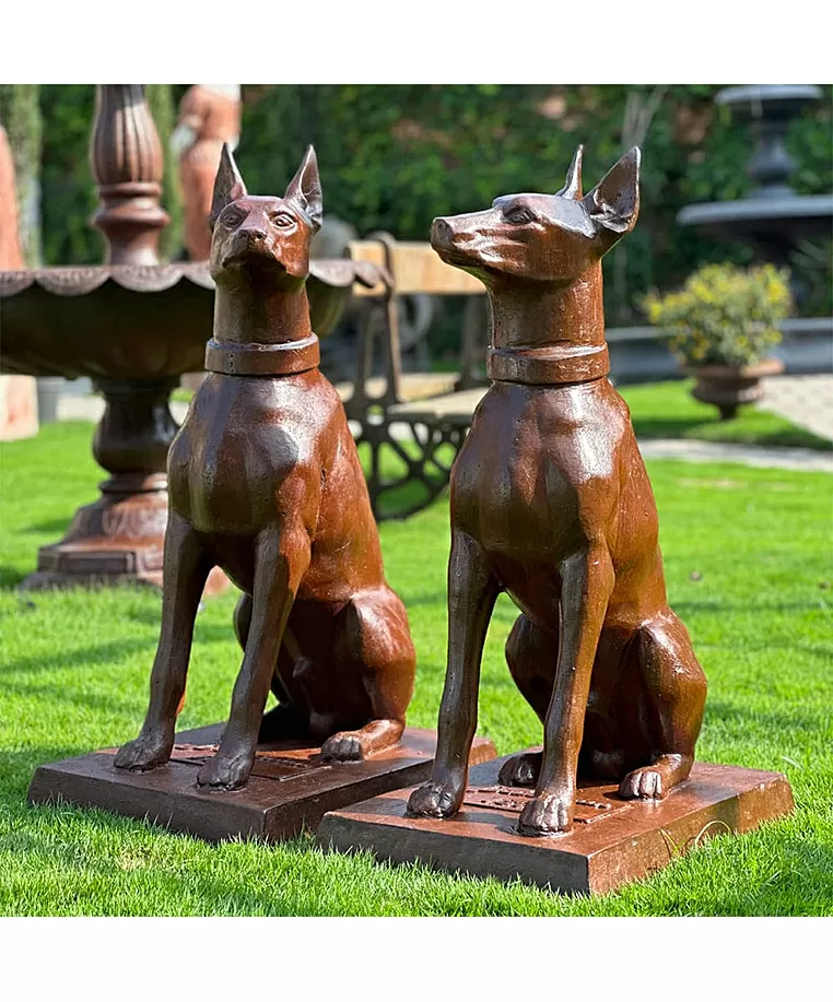 imagem de Par de Escultura Cachorro Dobermann 98cm - VRF255