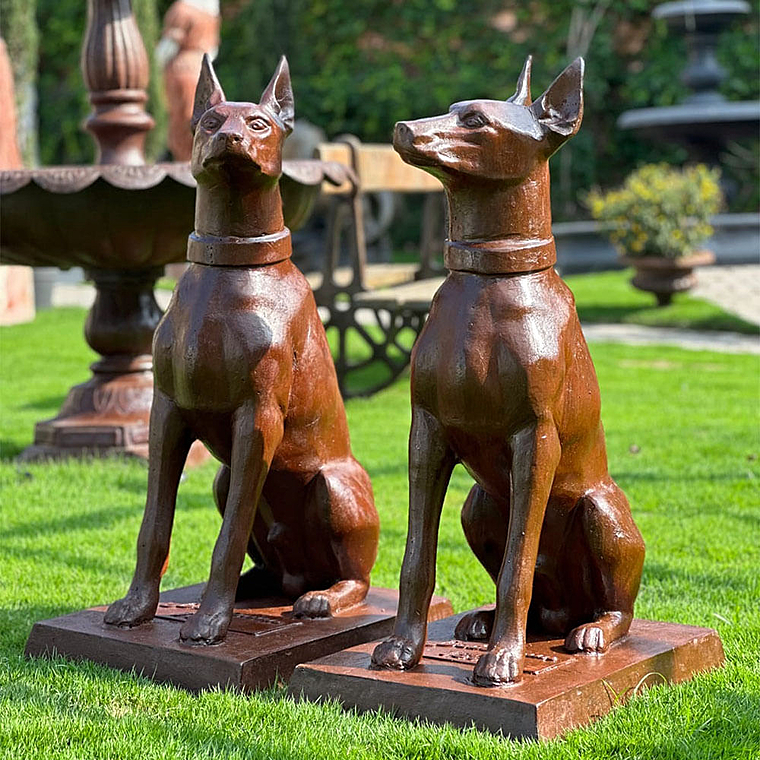 imagem do produto Par de Escultura Cachorro Dobermann 98cm VRF255 For�a e Eleg�ncia