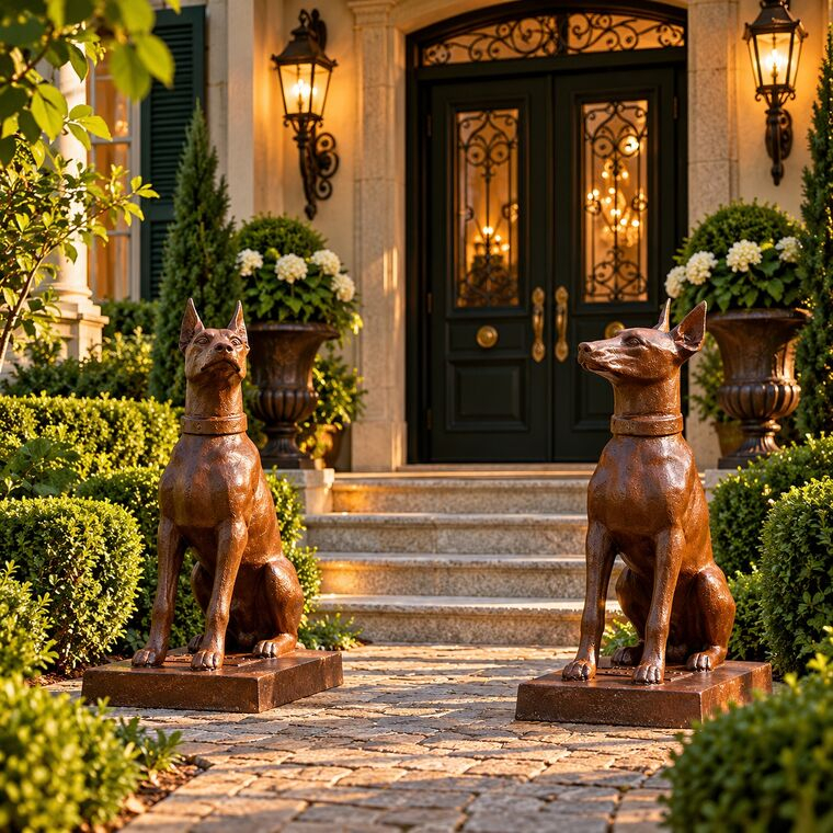 imagem do produto Par de Escultura Cachorro Dobermann 98cm VRF255