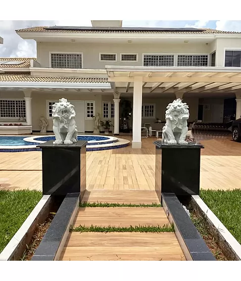 imagem de Par de Escultura de Leão Sentado 100cm EML423 Presença Clássica