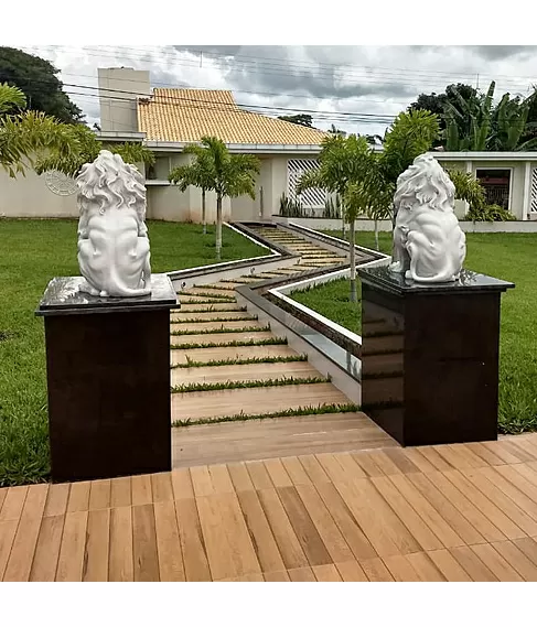 imagem de Par de Escultura de Leão Sentado 100cm EML423 Presença Clássica