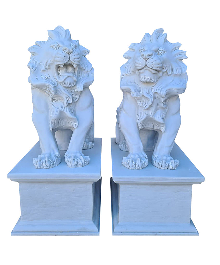 imagem do produto Par de Escultura de Le�o Sentado 100cm - EML423