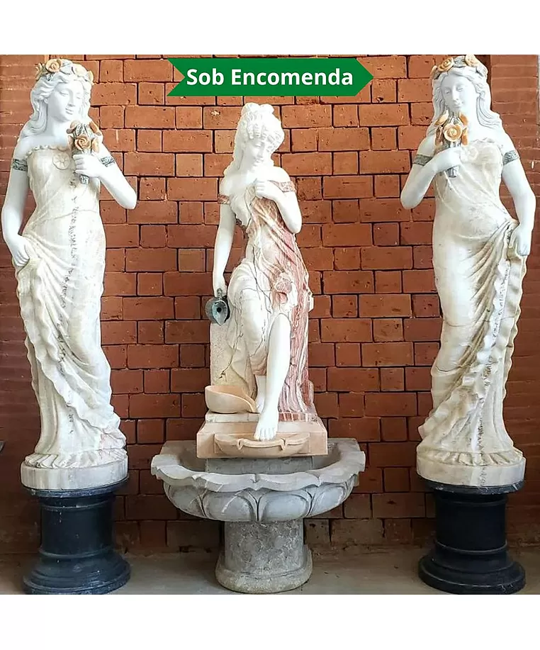imagem de Par de Escultura Deusa Deméter em Mármore 158cm - EMP394 Obra Clássica