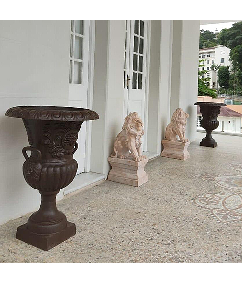 imagem de Par de Escultura Leo Rosa Sentado 80cm - EMP402