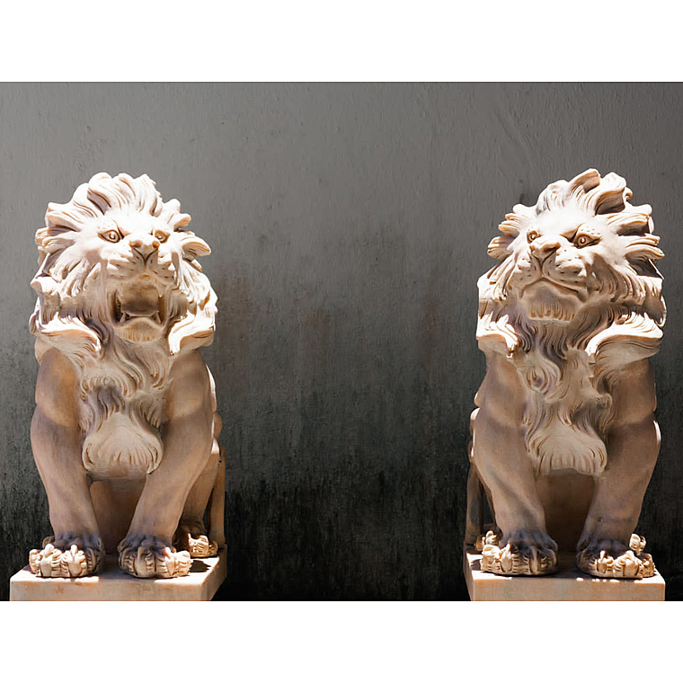 imagem do produto Par de Escultura Le�o Rosa Sentado 80cm EMP402 Eleg�ncia e Charme Cl�ssico
