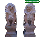 imagem do produto Par de Escultura Le�o Rosa Sentado 80cm EMP402 Eleg�ncia e Charme Cl�ssico