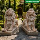 imagem do produto Par de Escultura Le�o Rosado 170cm EMP424 Eleg�ncia e Impacto Cl�ssico