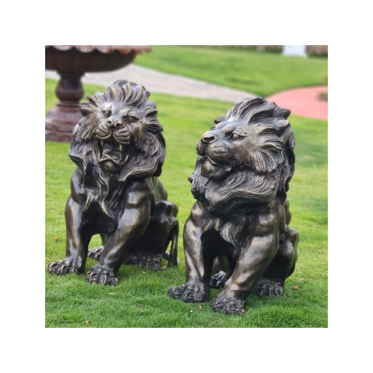 imagem do produto Par de Escultura Le�o Sentado 80cm EBZ525 Equil�brio e Eleg�ncia