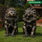 imagem do produto Par de Escultura Le�o Sentado 80cm EBZ525 Equil�brio e Eleg�ncia