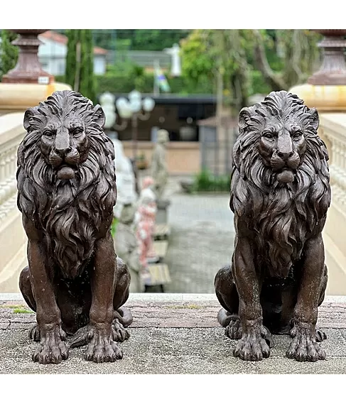 imagem de Par de Escultura Leões em Bronze 130cm EBZ612 Presença e Sofisticação