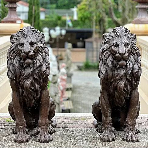 imagem de Par de Escultura Leões em Bronze 130cm EBZ612 Presença e Sofisticação