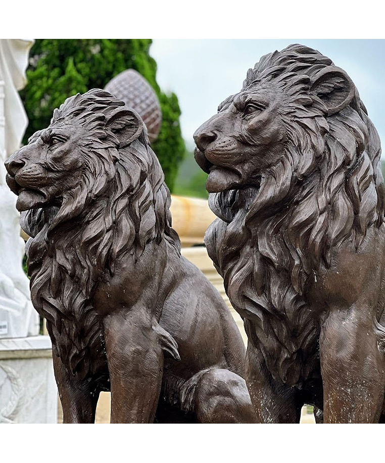 imagem do produto Par de Escultura Le�es em Bronze 130cm EBZ612 Presen�a e Sofistica��o