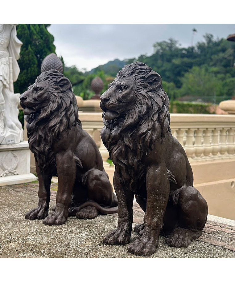 imagem do produto Par de Escultura Le�es em Bronze 130cm EBZ612 Presen�a e Sofistica��o