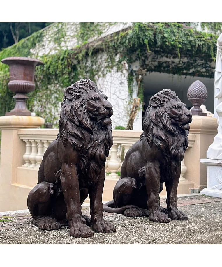 imagem do produto Par de Escultura Le�es em Bronze 130cm EBZ612 Presen�a e Sofistica��o