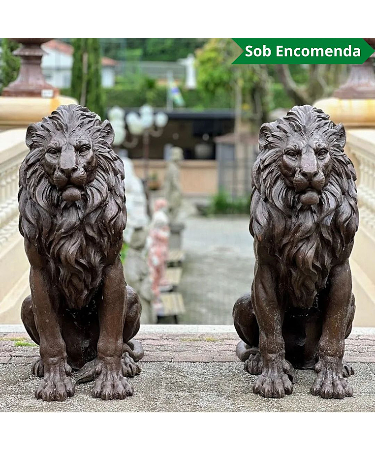 imagem do produto Par de Escultura Le�es em Bronze 130cm EBZ612 Presen�a e Sofistica��o