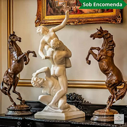 imagem de Par de Esculturas de Cavalos em Bronze 108cm EBZ567 Imponência e Elegância