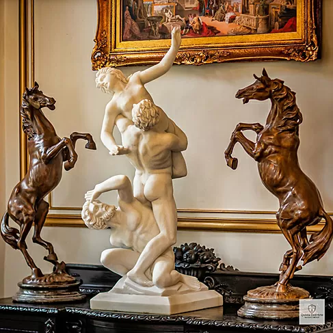 imagem de Par de Esculturas de Cavalos em Bronze 108cm EBZ567 Imponência e Elegância