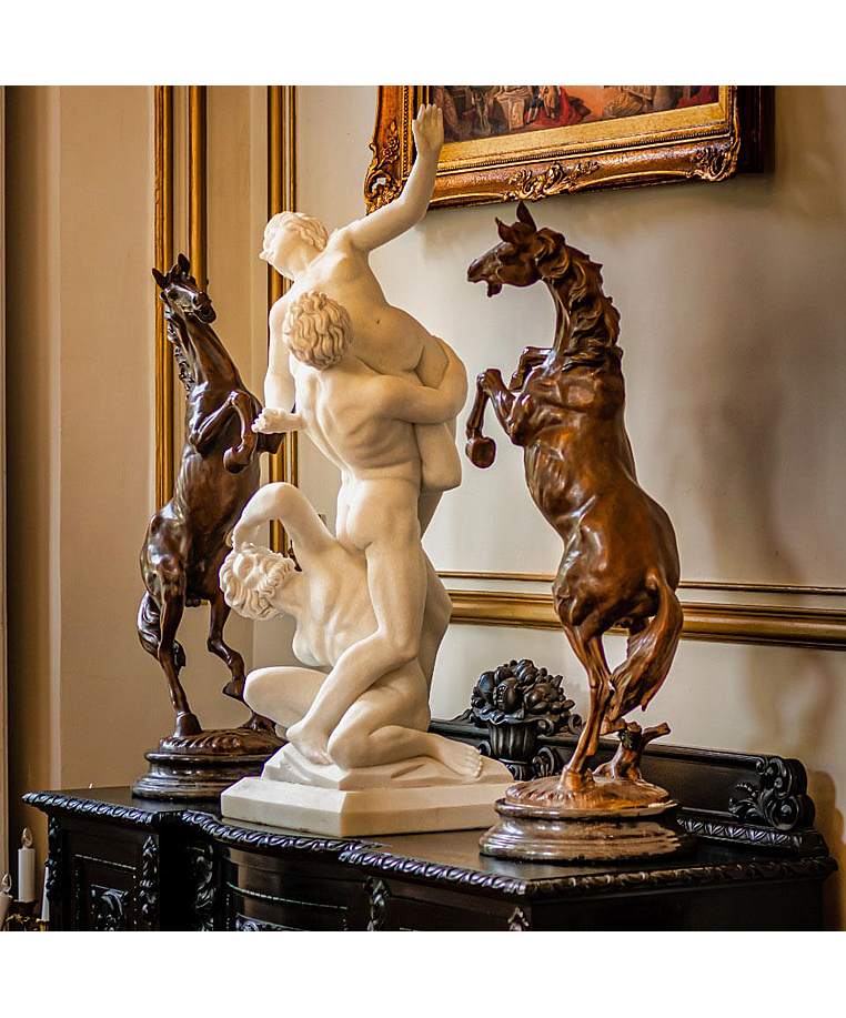 imagem do produto Par de Esculturas de Cavalos em Bronze 108cm EBZ567 Impon�ncia e Eleg�ncia