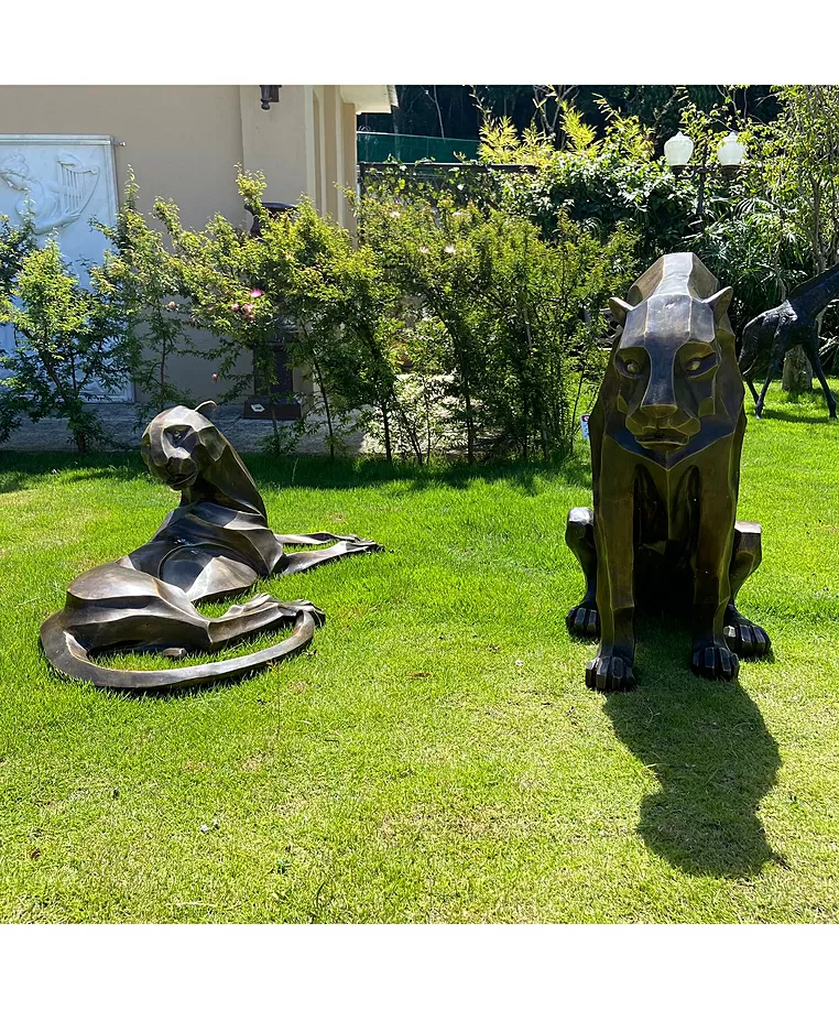 imagem do produto Par de Esculturas Jaguar em Bronze 85cm EBZ568 For�a e Sofistica��o
