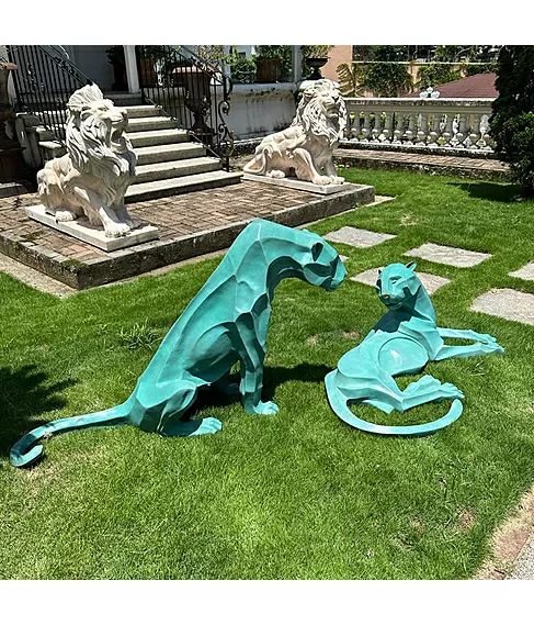 imagem de Par de Esculturas Jaguar em Bronze 90cm - EBZ568VE