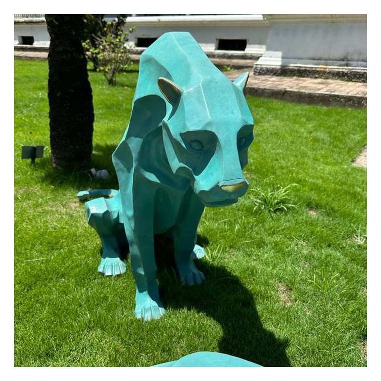 imagem do produto Par de Esculturas Jaguar em Bronze 90cm EBZ568VE For�a e Eleg�ncia