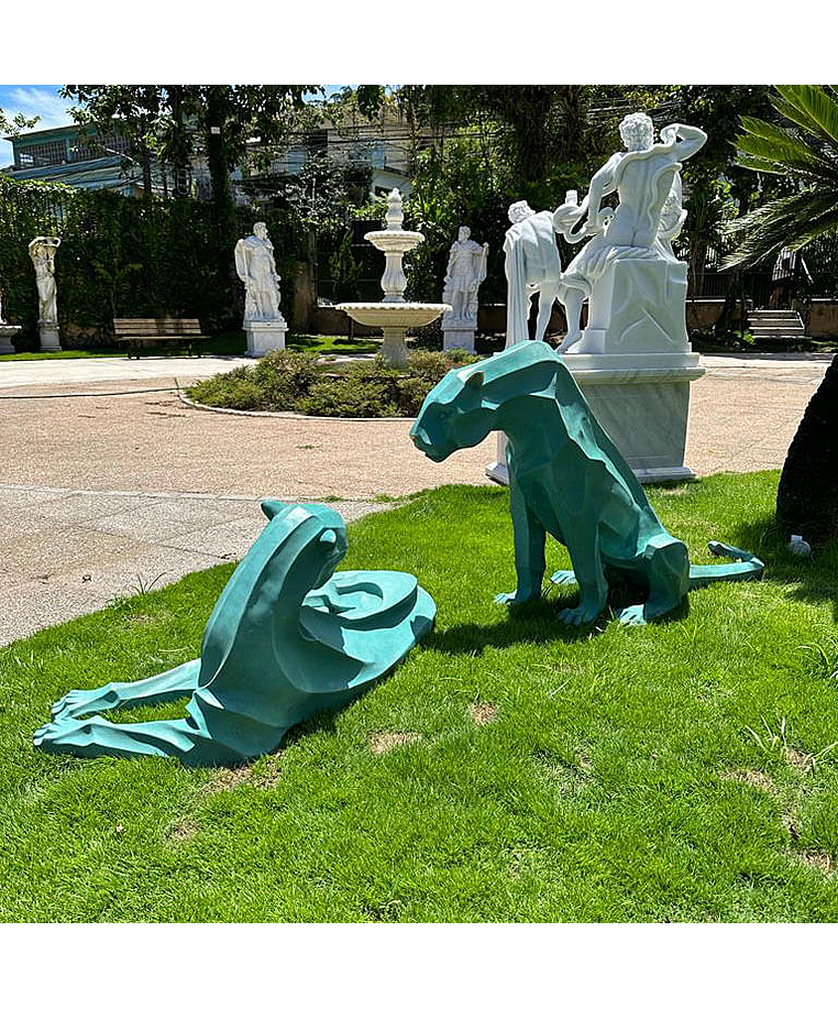 imagem do produto Par de Esculturas Jaguar em Bronze 90cm - EBZ568VE