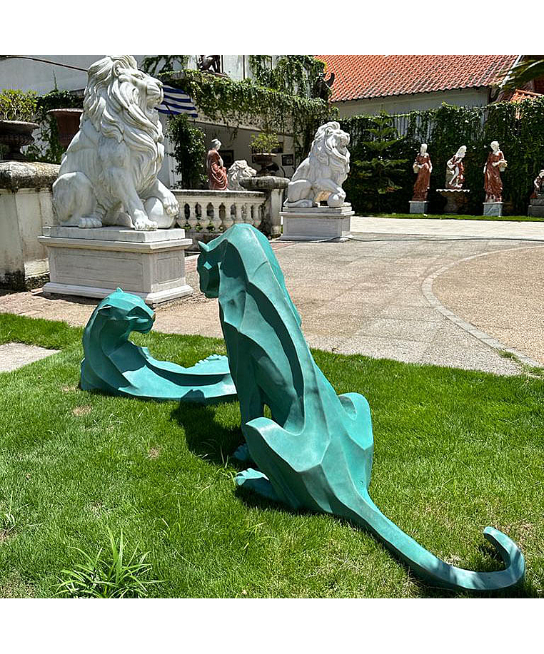 imagem do produto Par de Esculturas Jaguar em Bronze 90cm - EBZ568VE