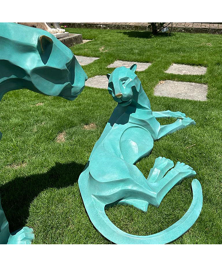 imagem do produto Par de Esculturas Jaguar em Bronze 90cm - EBZ568VE