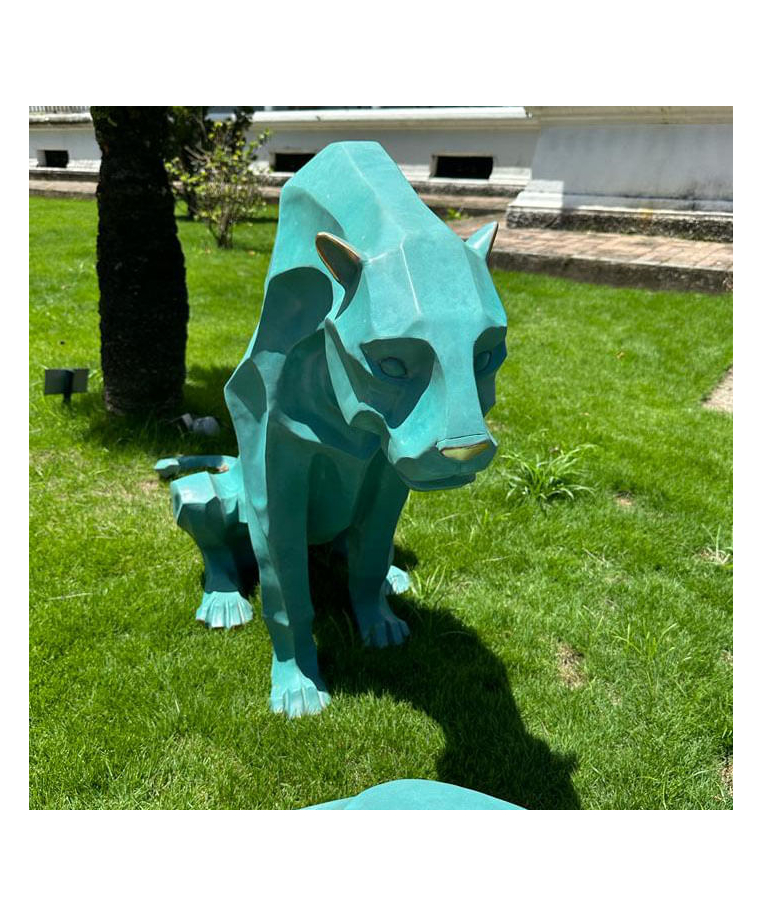 imagem do produto Par de Esculturas Jaguar em Bronze 90cm - EBZ568VE