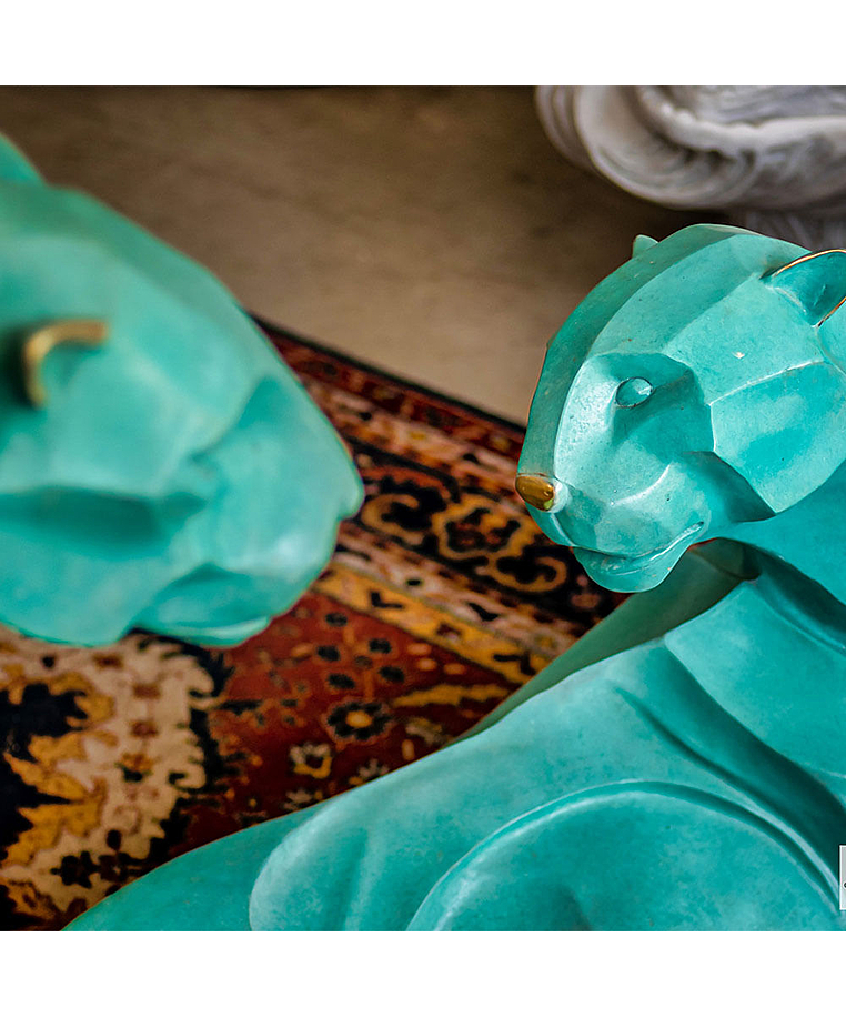 imagem do produto Par de Esculturas Jaguar em Bronze 90cm - EBZ568VE