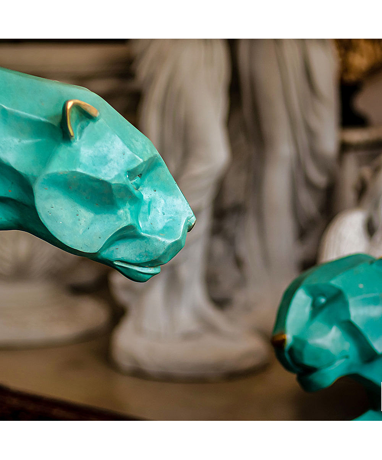 imagem do produto Par de Esculturas Jaguar em Bronze 90cm - EBZ568VE