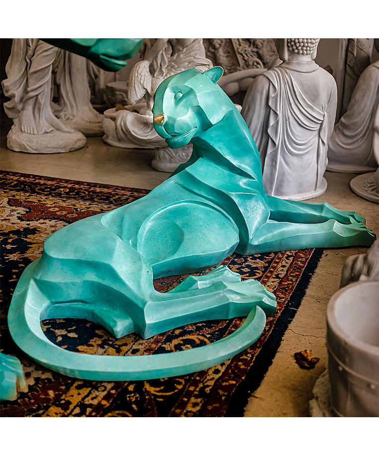 imagem do produto Par de Esculturas Jaguar em Bronze 90cm - EBZ568VE