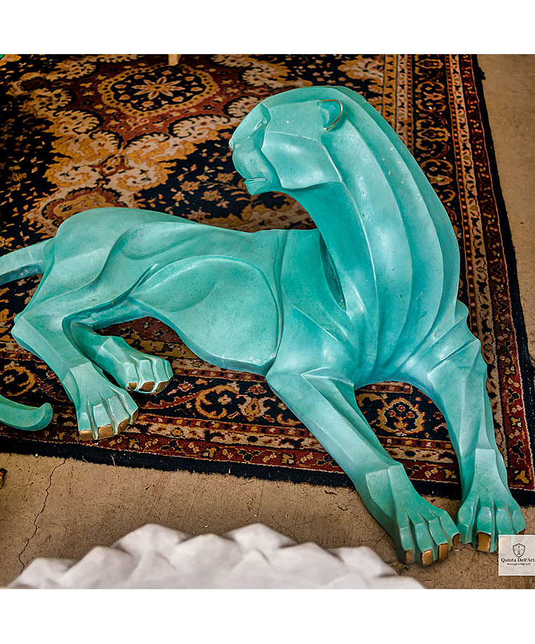 imagem do produto Par de Esculturas Jaguar em Bronze 90cm - EBZ568VE