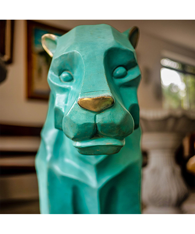 imagem do produto Par de Esculturas Jaguar em Bronze 90cm - EBZ568VE