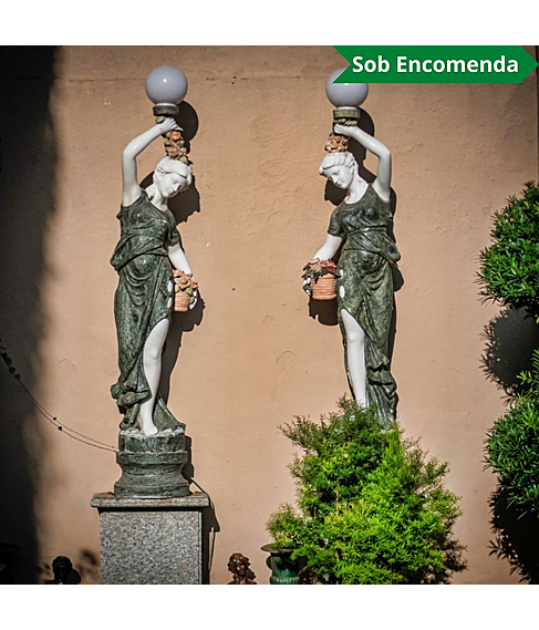 imagem de Par de Esculturas Lady Luminria Mrmore Green 190cm - EMP619