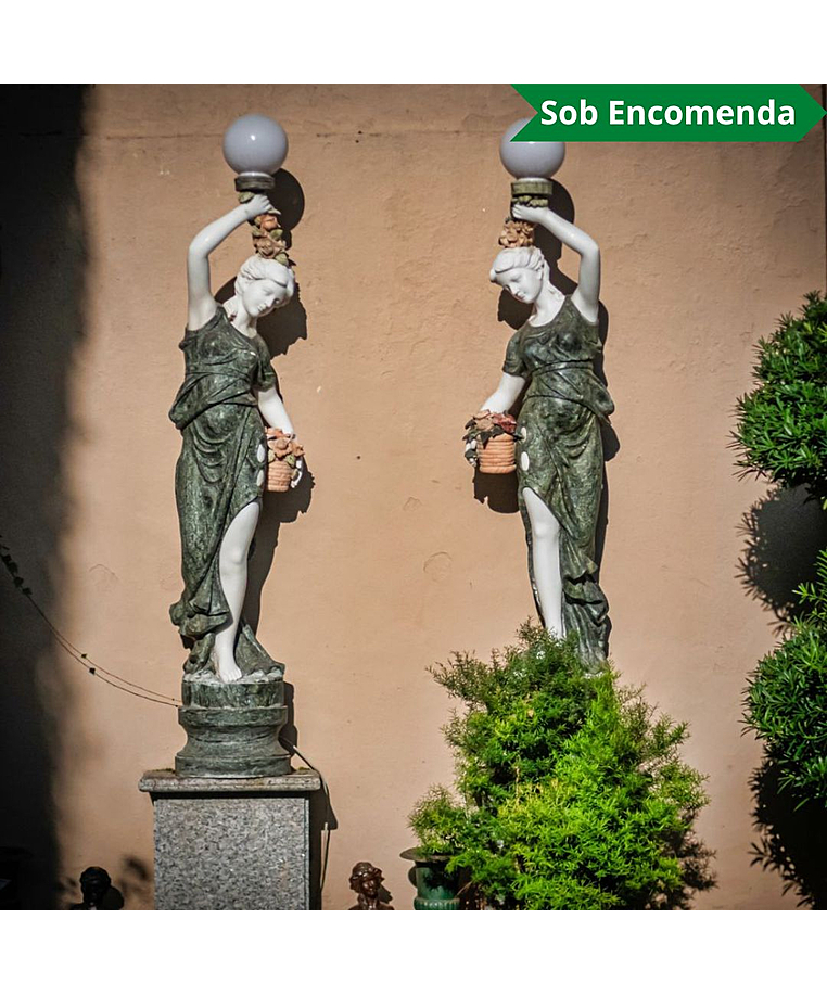 imagem do produto Par de Esculturas Lady Lumin�ria M�rmore Green 190cm - EMP619 Alto Padr�o