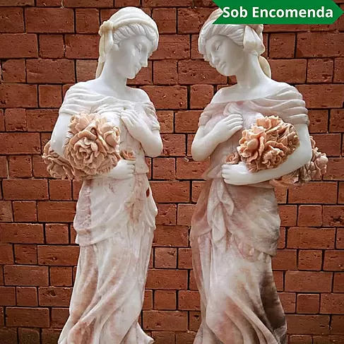 imagem de Par de Esculturas Lady Primavera em Mármore 130cm - EMP280 Elegância para Projetos 