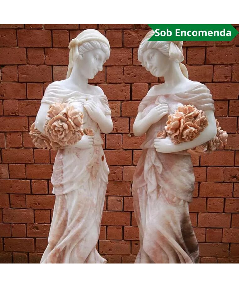 imagem do produto Par de Esculturas Lady Primavera em M�rmore 130cm - EMP280 Eleg�ncia para Projetos 