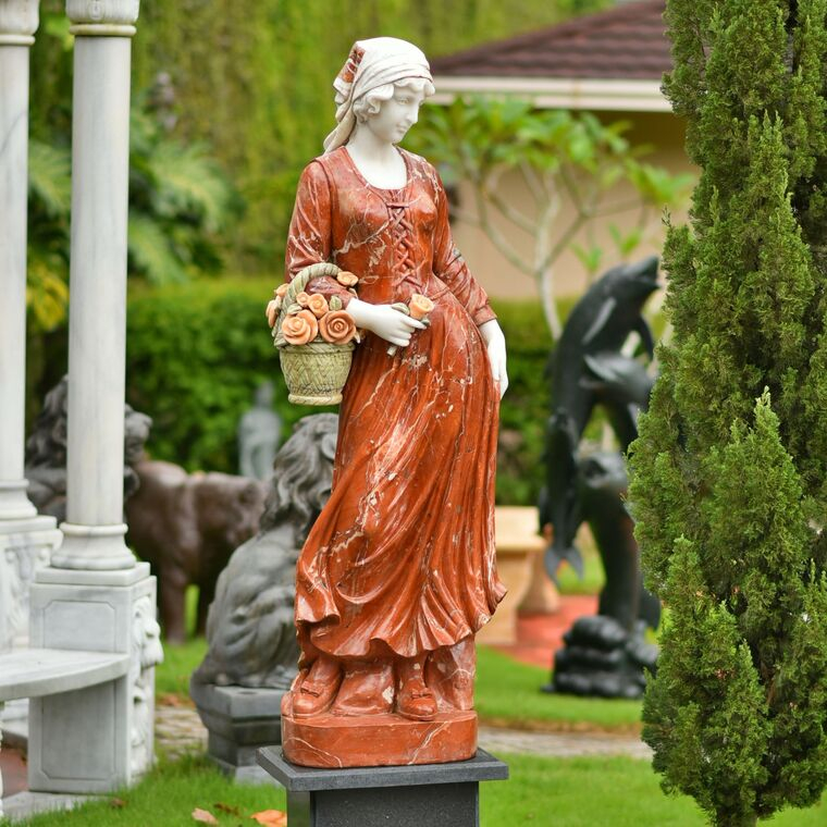 imagem do produto Par de Esculturas Primavera M�rmore Rosso 158cm - EMP393 Eleg�ncia e Arte Cl�ssica