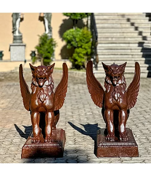 imagem de Par de Esculturas Quimera 95cm EF410P Misticismo e Elegância