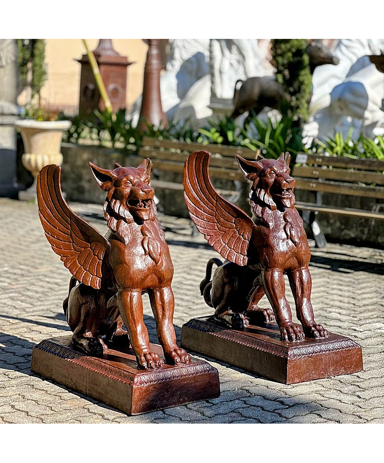imagem do produto Par de Esculturas Quimera 95cm EF410P Misticismo e Eleg�ncia
