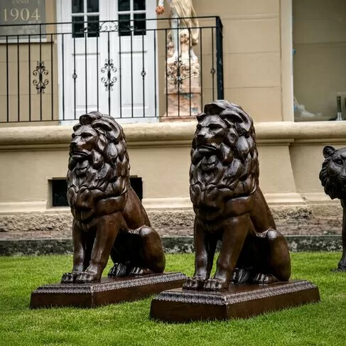 imagem de Par de Leão em Ferro Fundido 100cm EF406P Presença e Elegância Clássica
