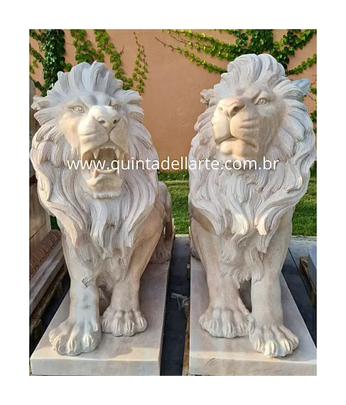 imagem de Par de Leão Rosa Sentado 120cm  EMP461 Jardins de Luxo