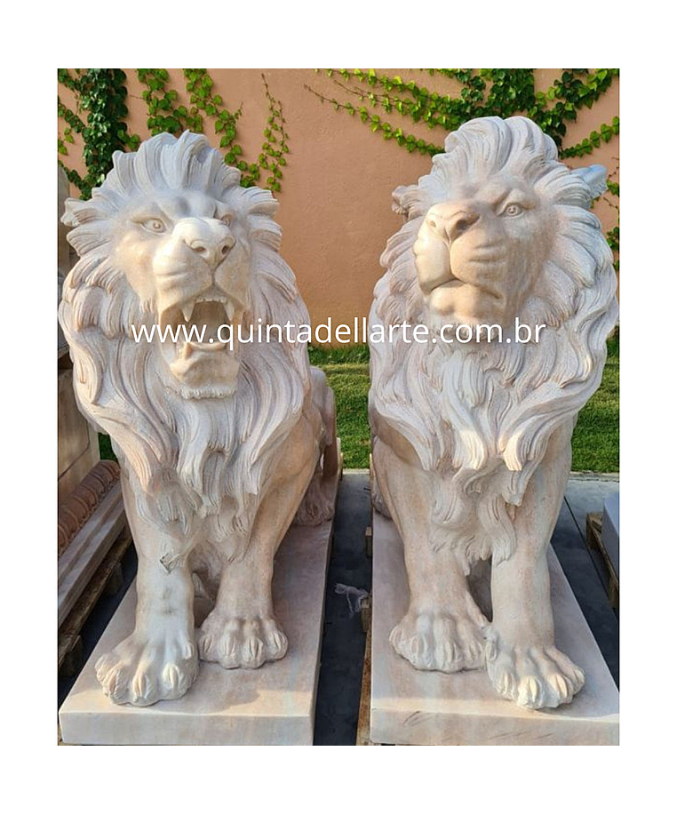 imagem do produto Par de Le�o Rosa Sentado 120cm  EMP461 Jardins de Luxo